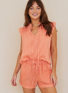 Ruffle Waist Short | Fiesta Orange