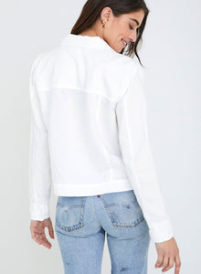 Long Sleeve Seamed Shacket | White