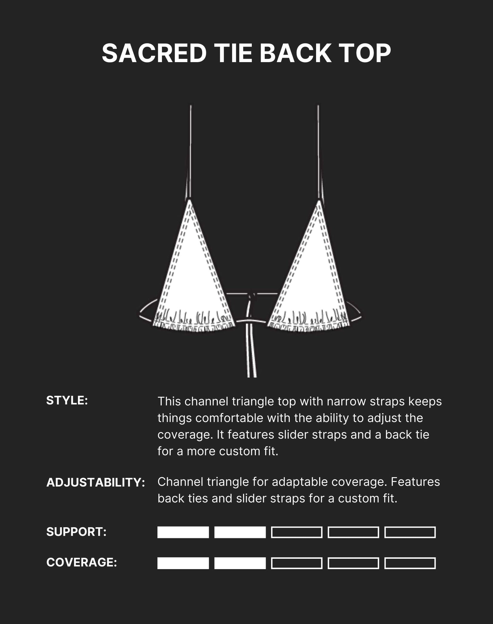 Sacred Tie Back Tassel Bikini Top | Dark Seas Black