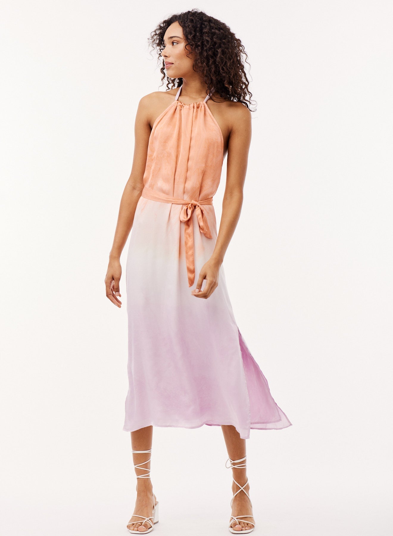 Smocked Waist Halter Midi Dress | Orchid Sunset Dye