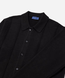 Black | Jahmad Linen Long Sleeve Polo