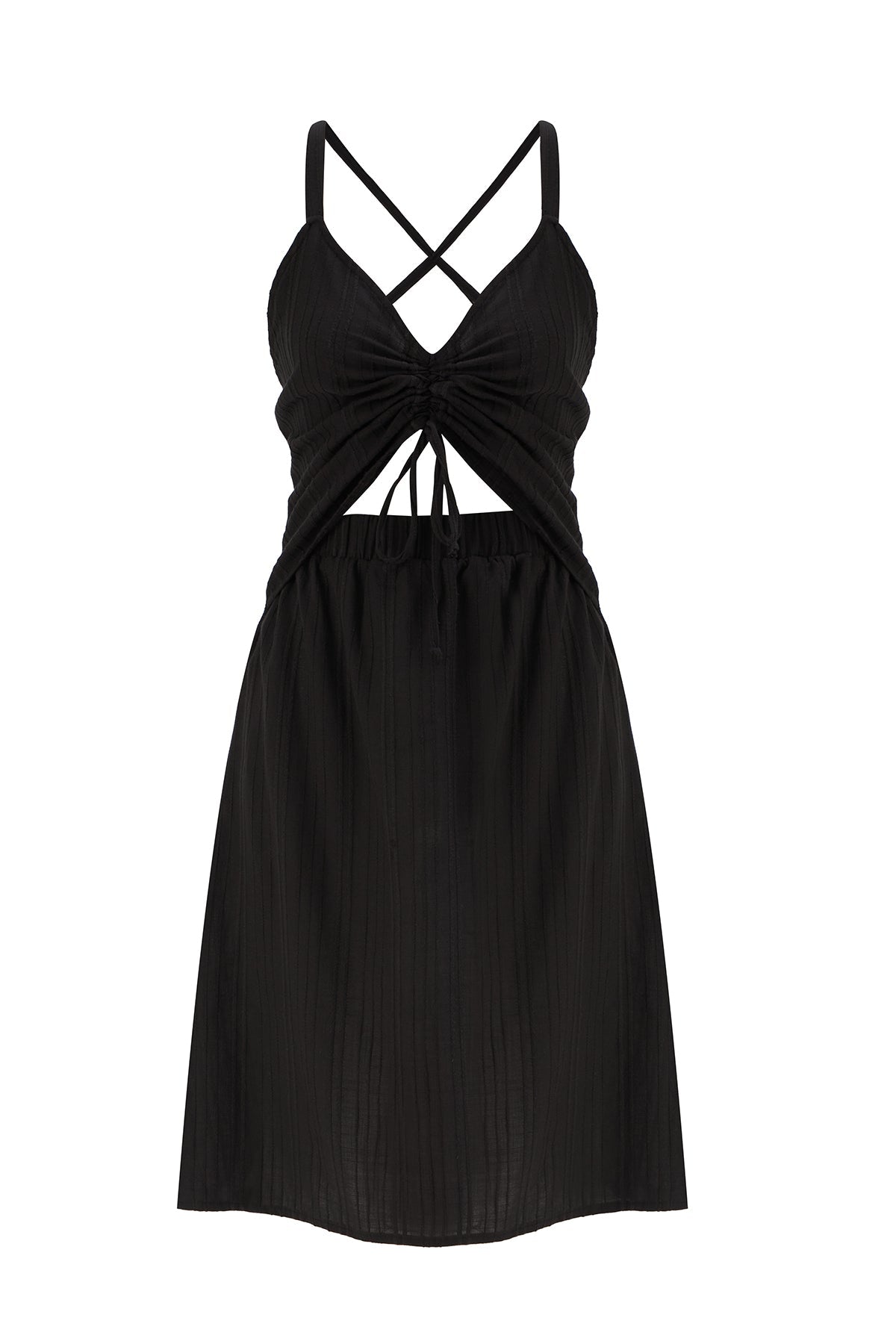 Ponza Ruched Front Dress | Black