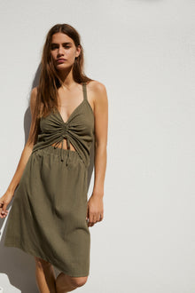 Ponza Ruched Front Dress | Khaki