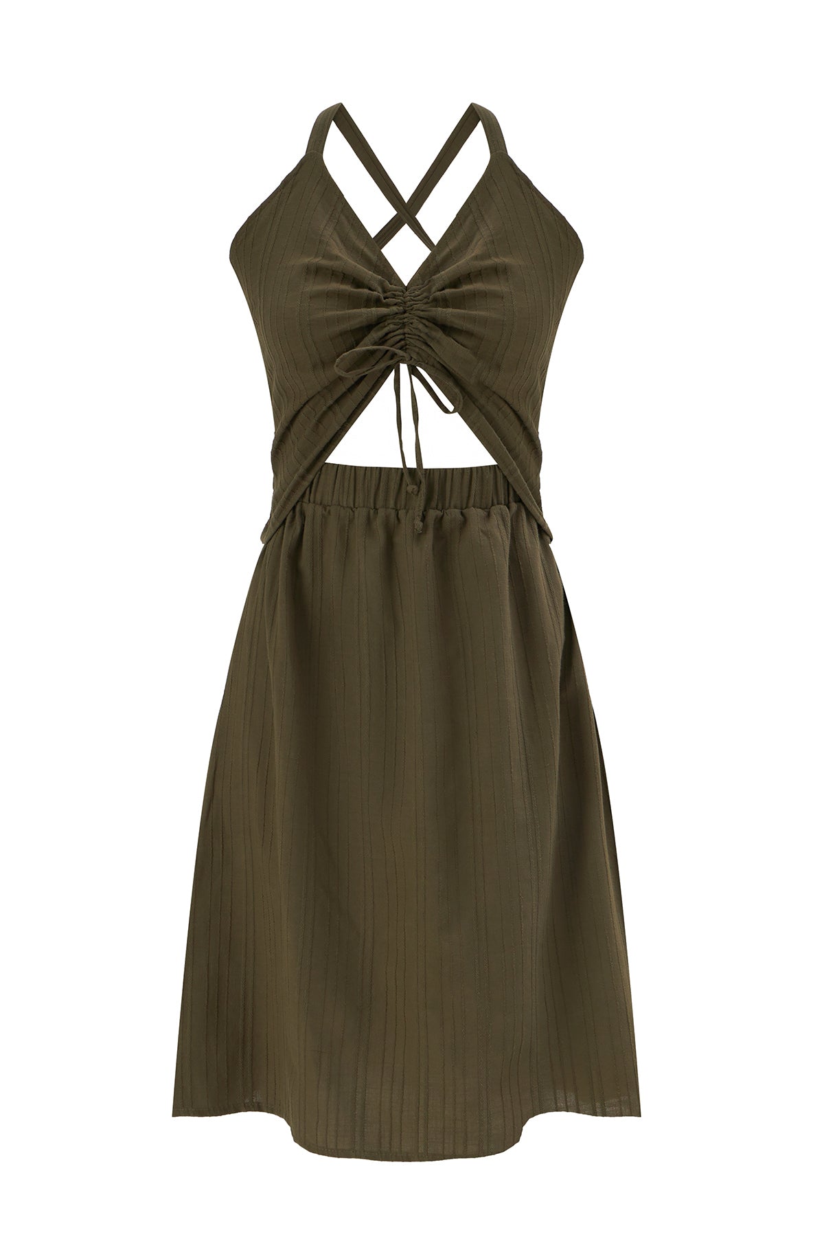 Ponza Ruched Front Dress | Khaki