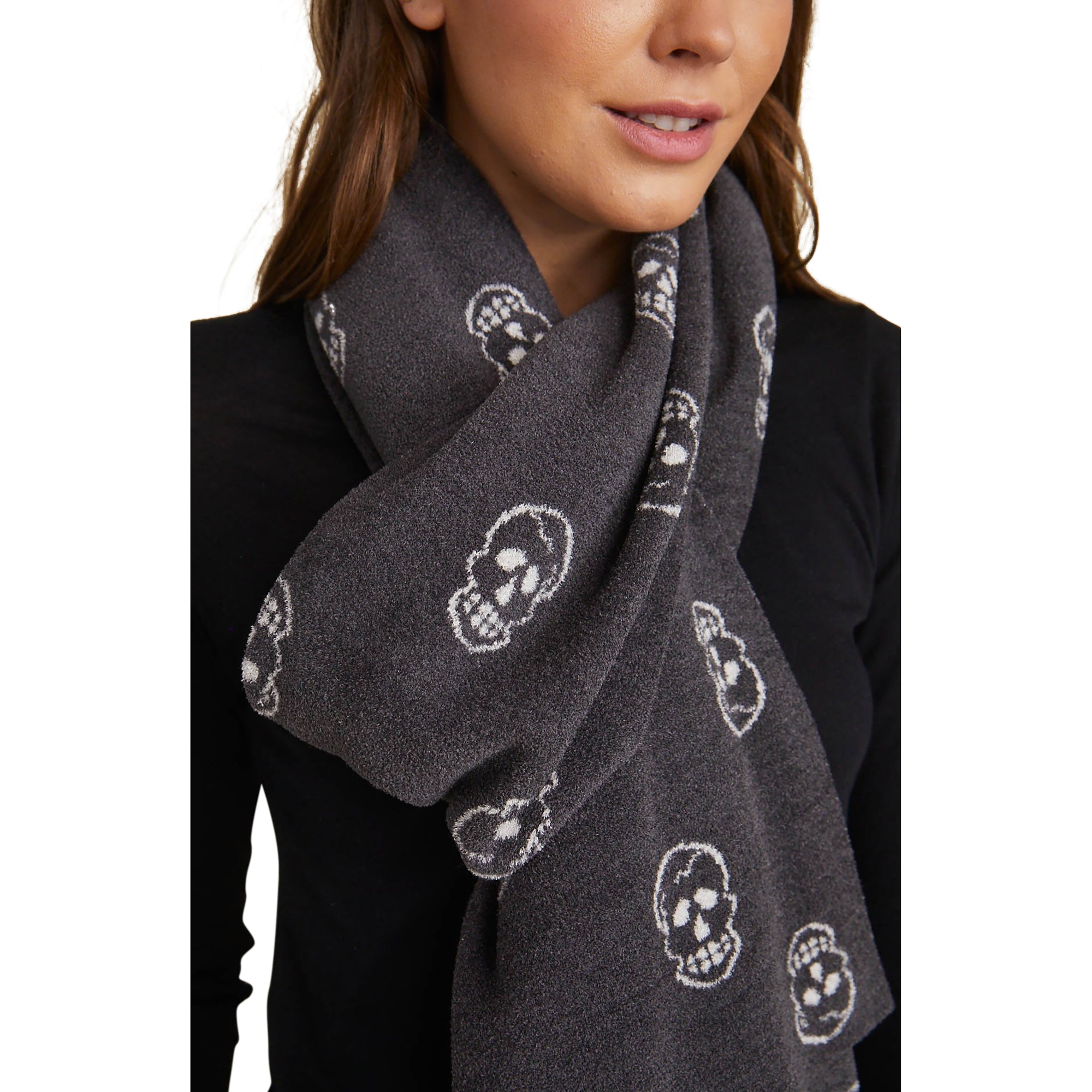 Cozychic Ultra Lite Skull Print Scarf | Carbon/Almond