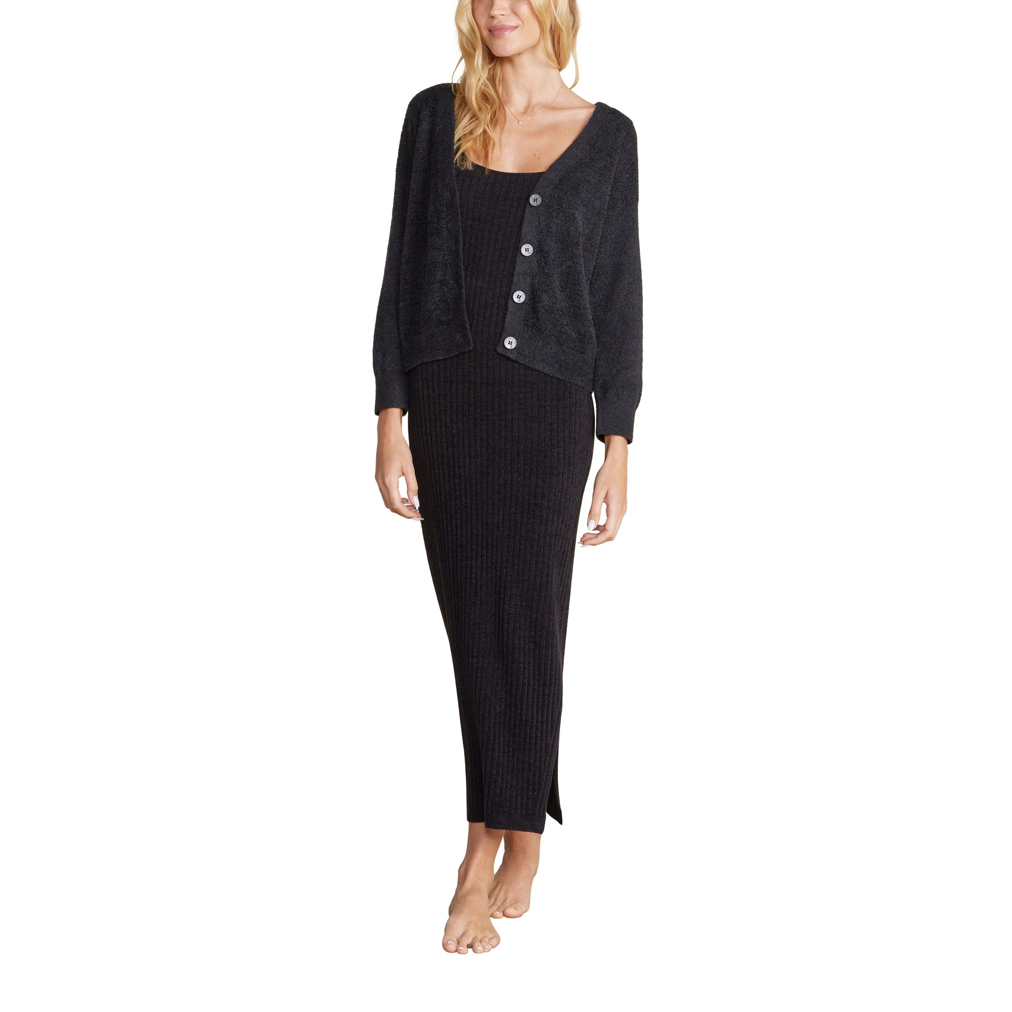 Cozychic Lite Diamond Pointelle Cardigan | Black