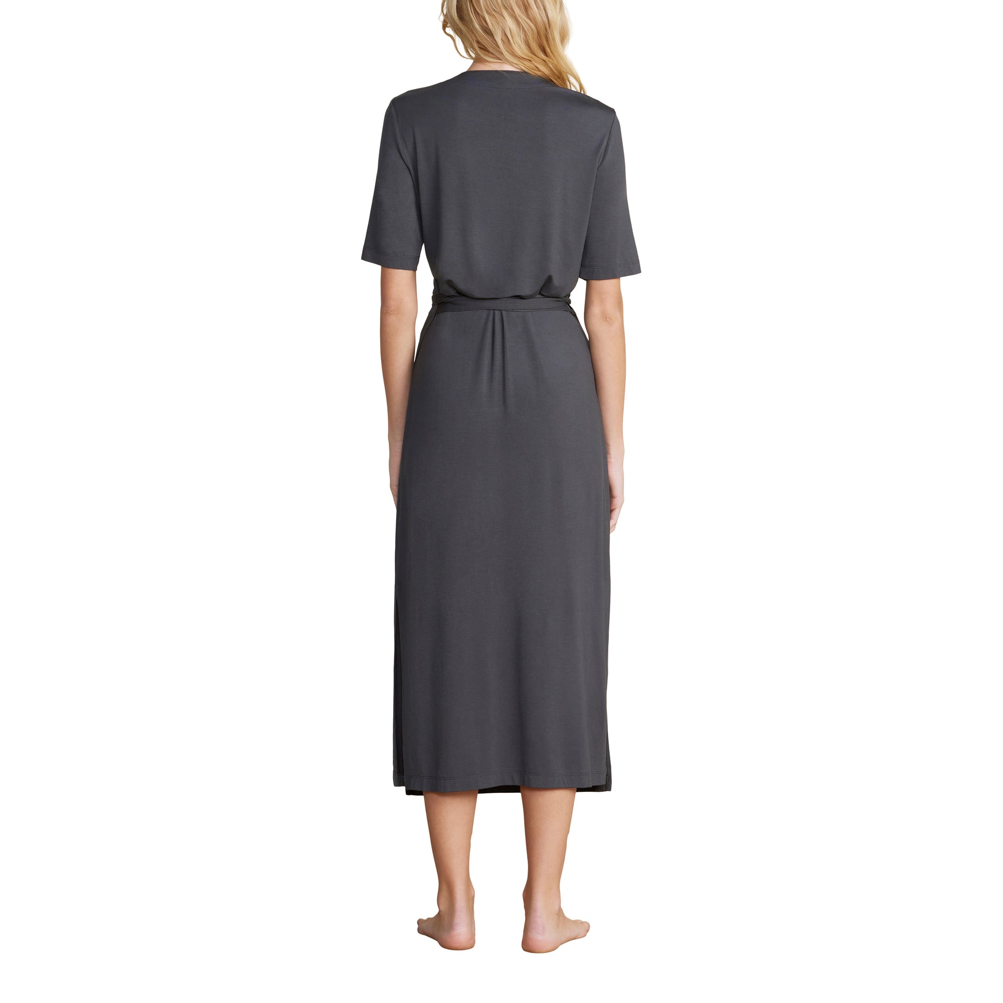 Luxe Milk Jersey 3/4 Sleeve Wrap Dress | Carbon