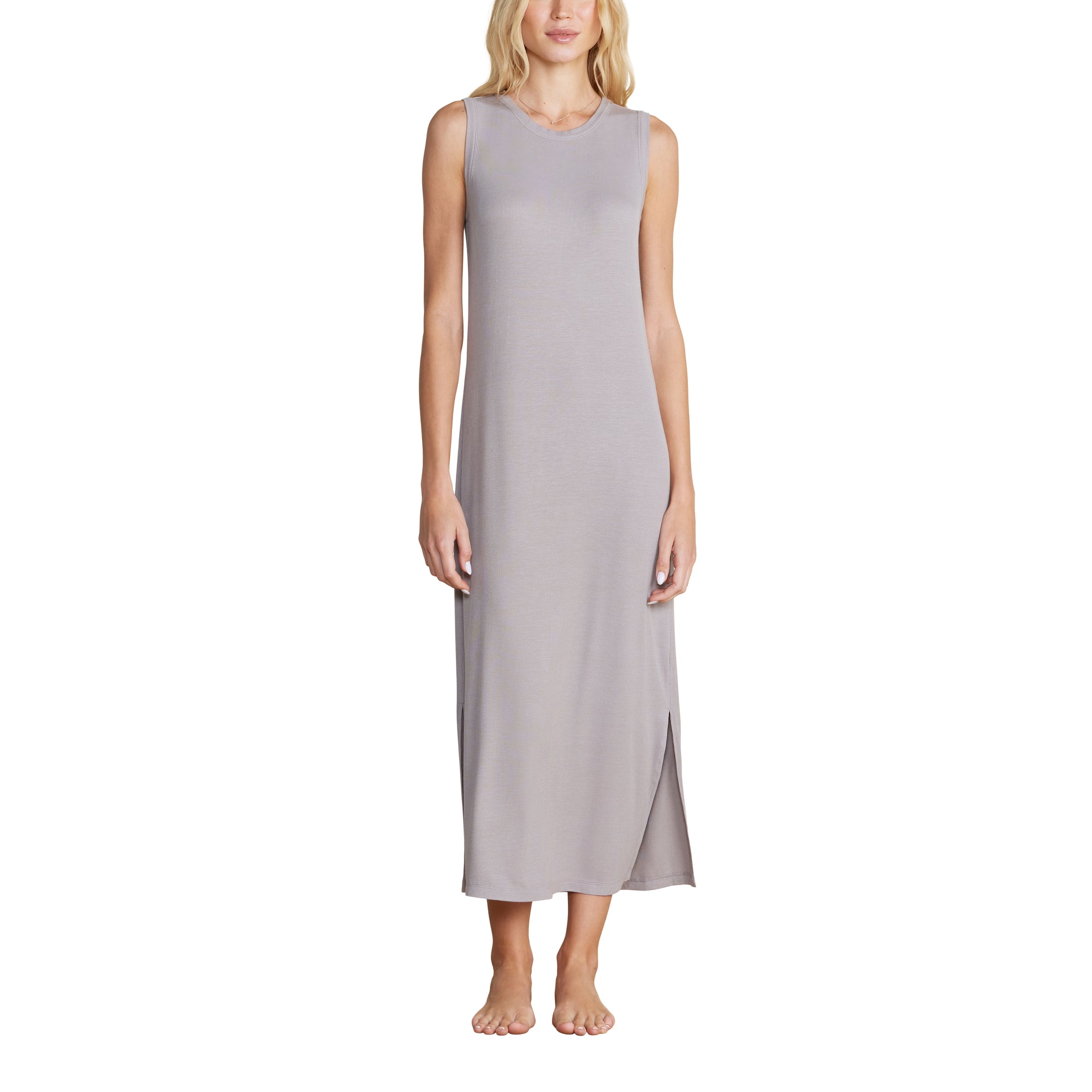 Malibu Collection Ultra Soft Rib Tank Dress | Pewter