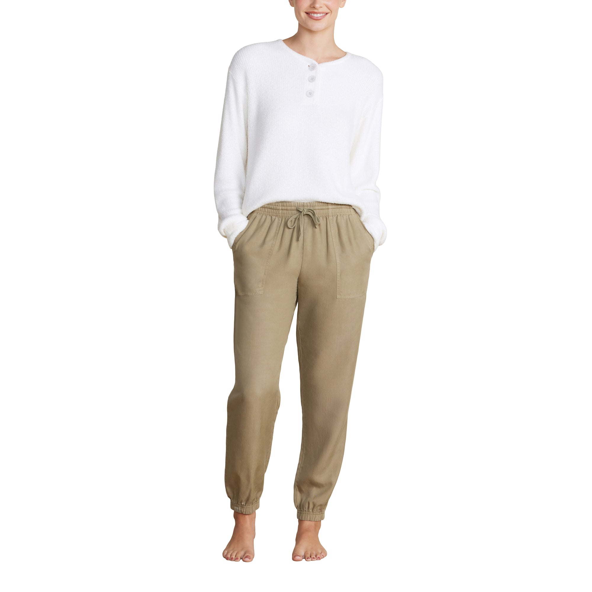 Malibu Collection Linen Blend Jogger | Military