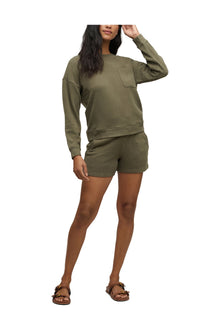 Womens | Malibu Collection Brushed Fleece Short Set | Khaki Green