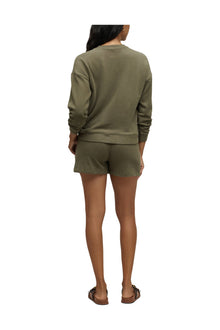 Womens | Malibu Collection Brushed Fleece Short Set | Khaki Green