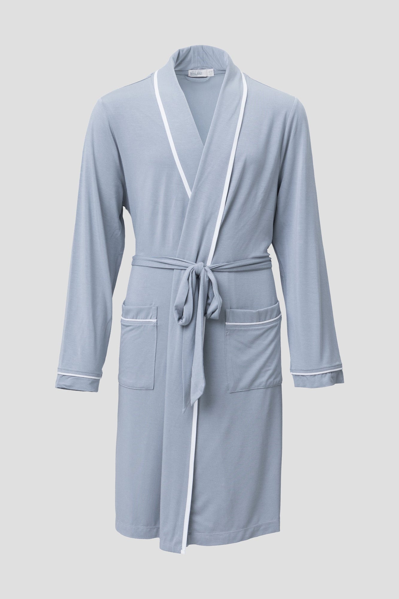 Youth | Malibu Collection Soft Jersey Piped Robe | Moonbeam/White