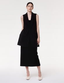 Women | Belted Tailored Vest | Black