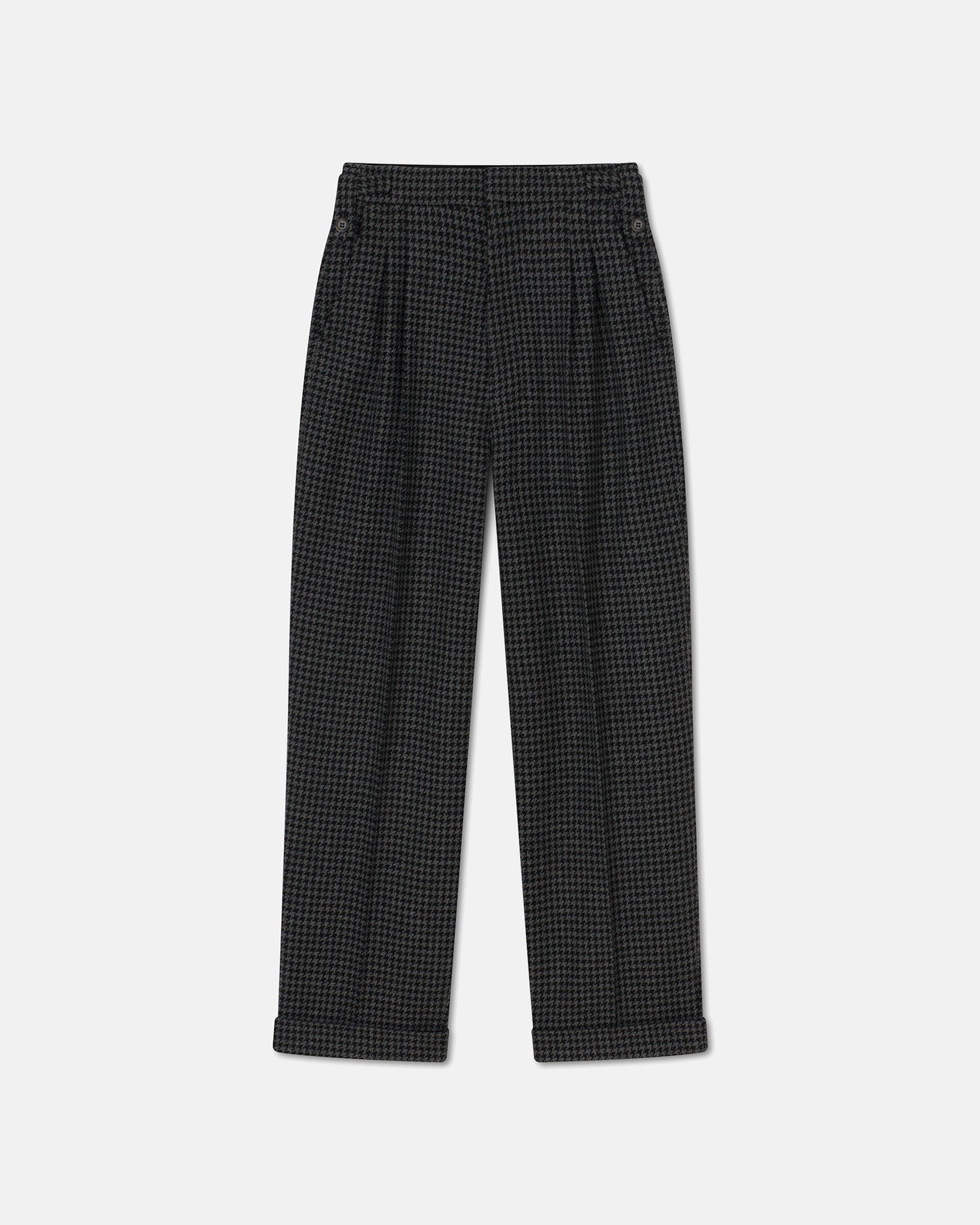 Womens | Biba Houndstooth Wool Pants | Grey Black Houndstooth