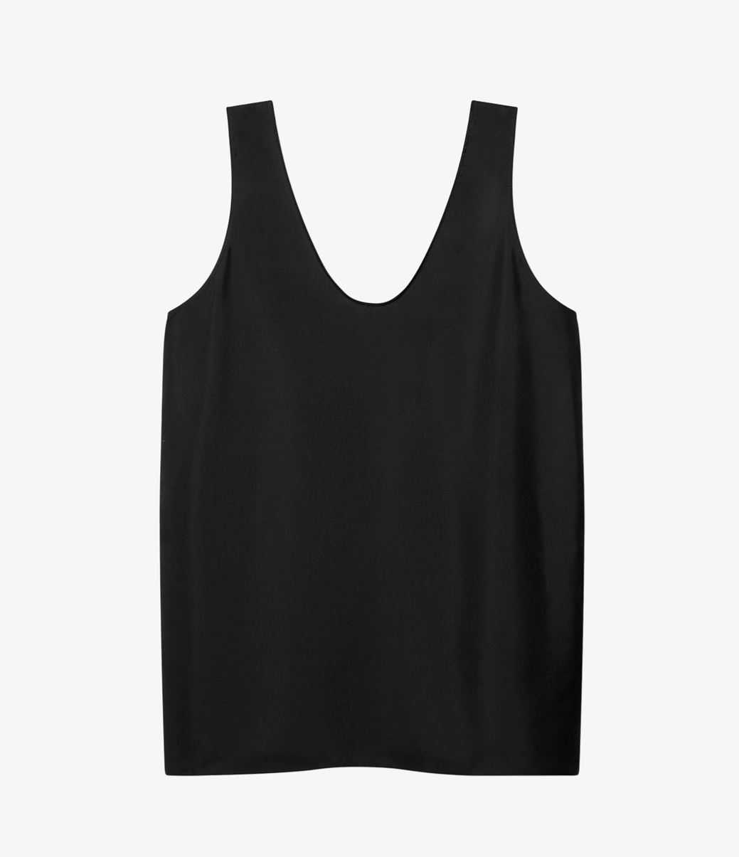 Another Tomorrow Silk Tank in Black – Silk Women's Top