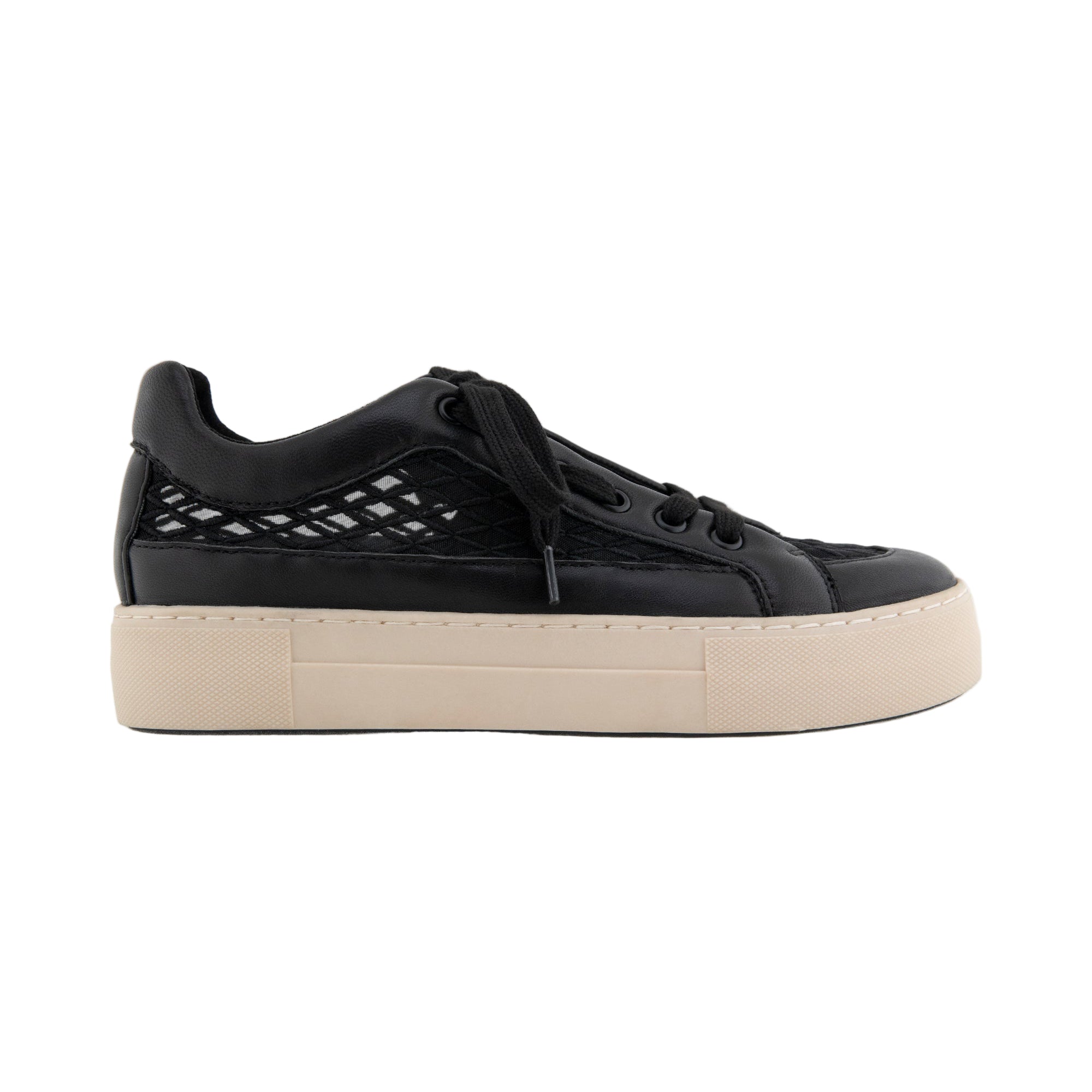 Bo Sneaker | Black Embroidered Mesh Fabric