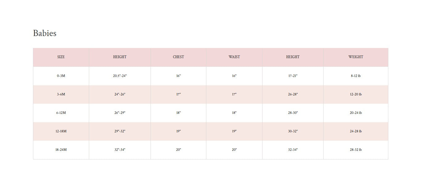 Product size guide