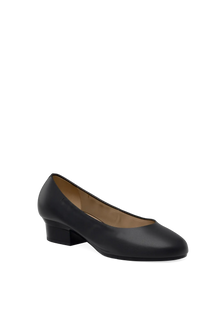 The Ballet Pump Flat | Coal Stretch Leather