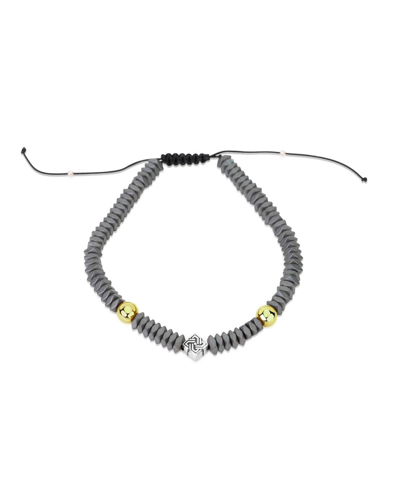 Beaded Pull Cord Bracelet | Grey