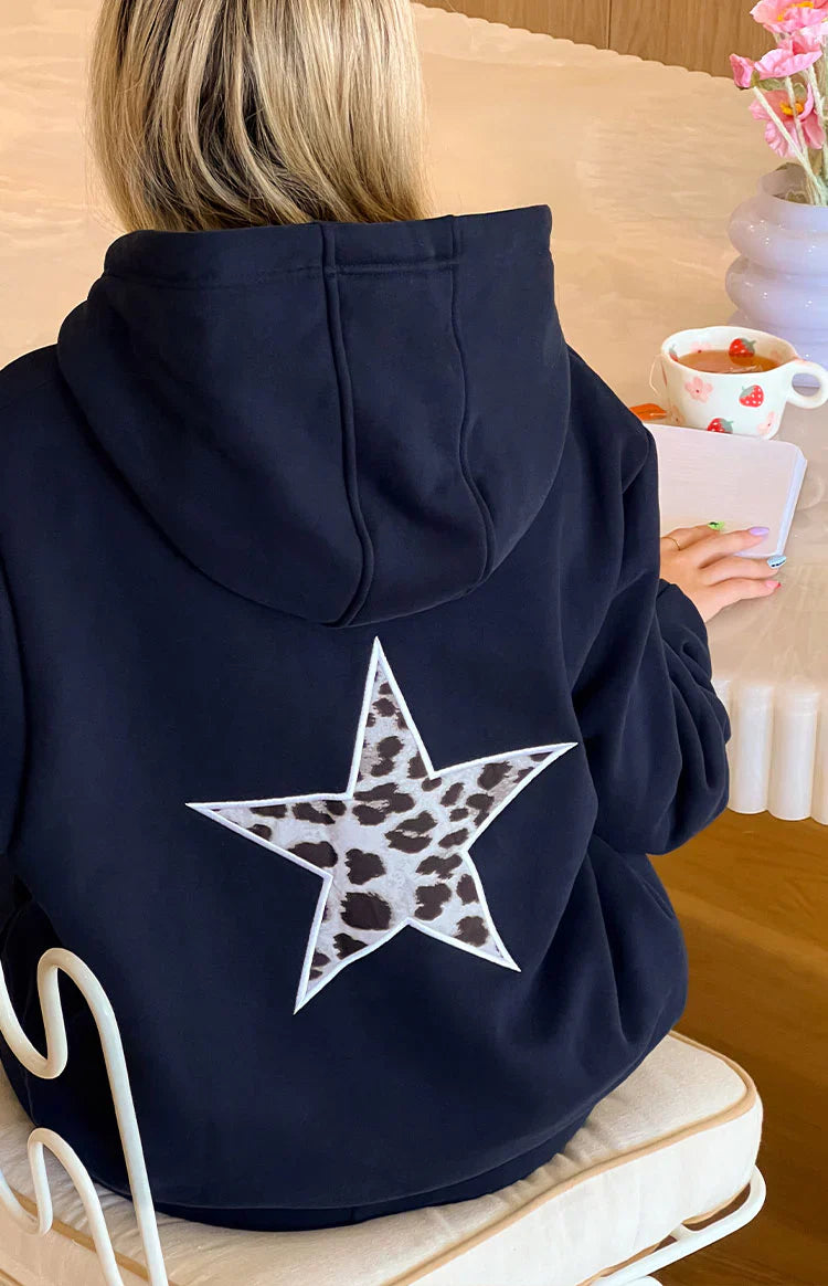 Beginning Leopard Star Hoodie | Navy
