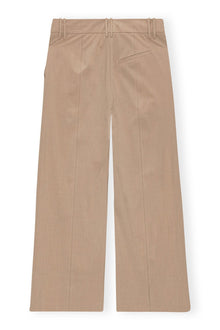 Beige Drapey Melange Cropped Trousers | Safari