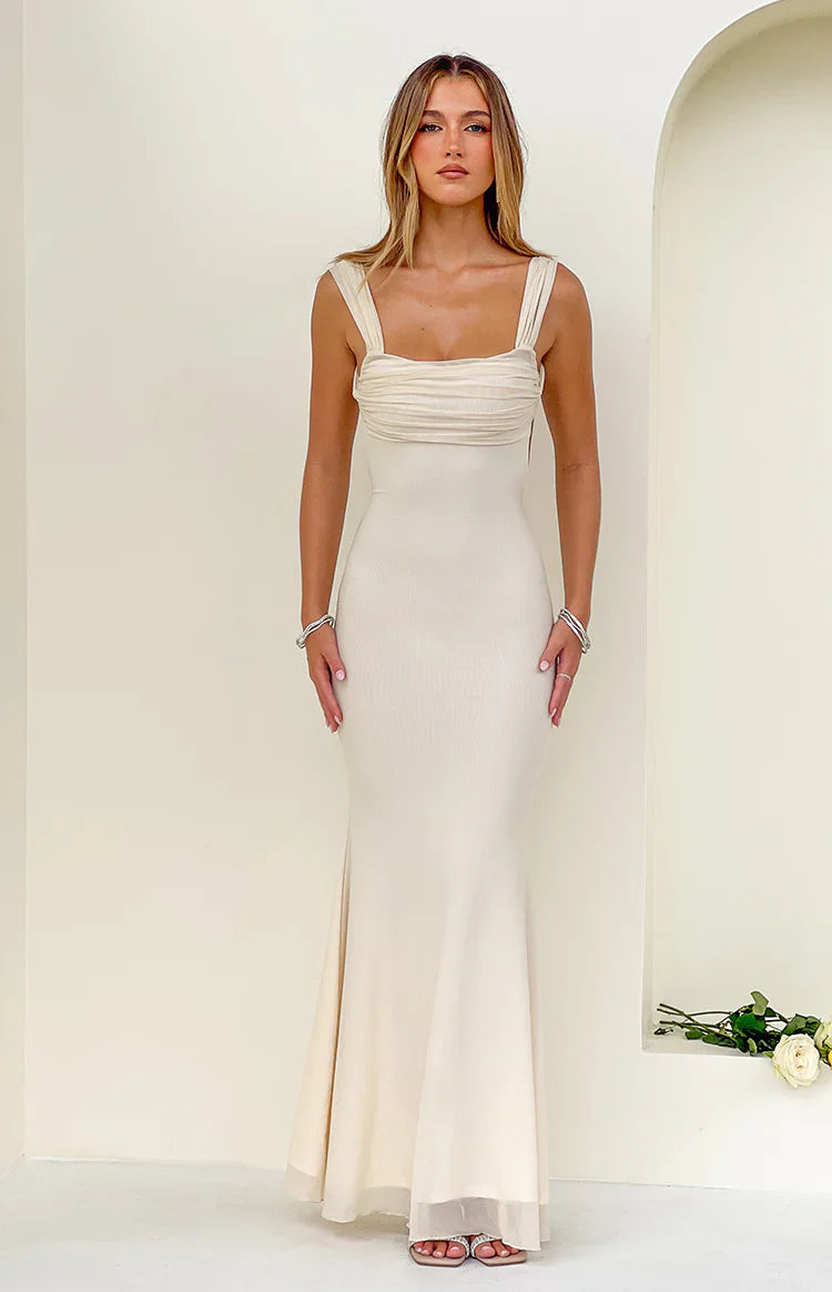 Beverley Mesh Maxi Dress | Cream