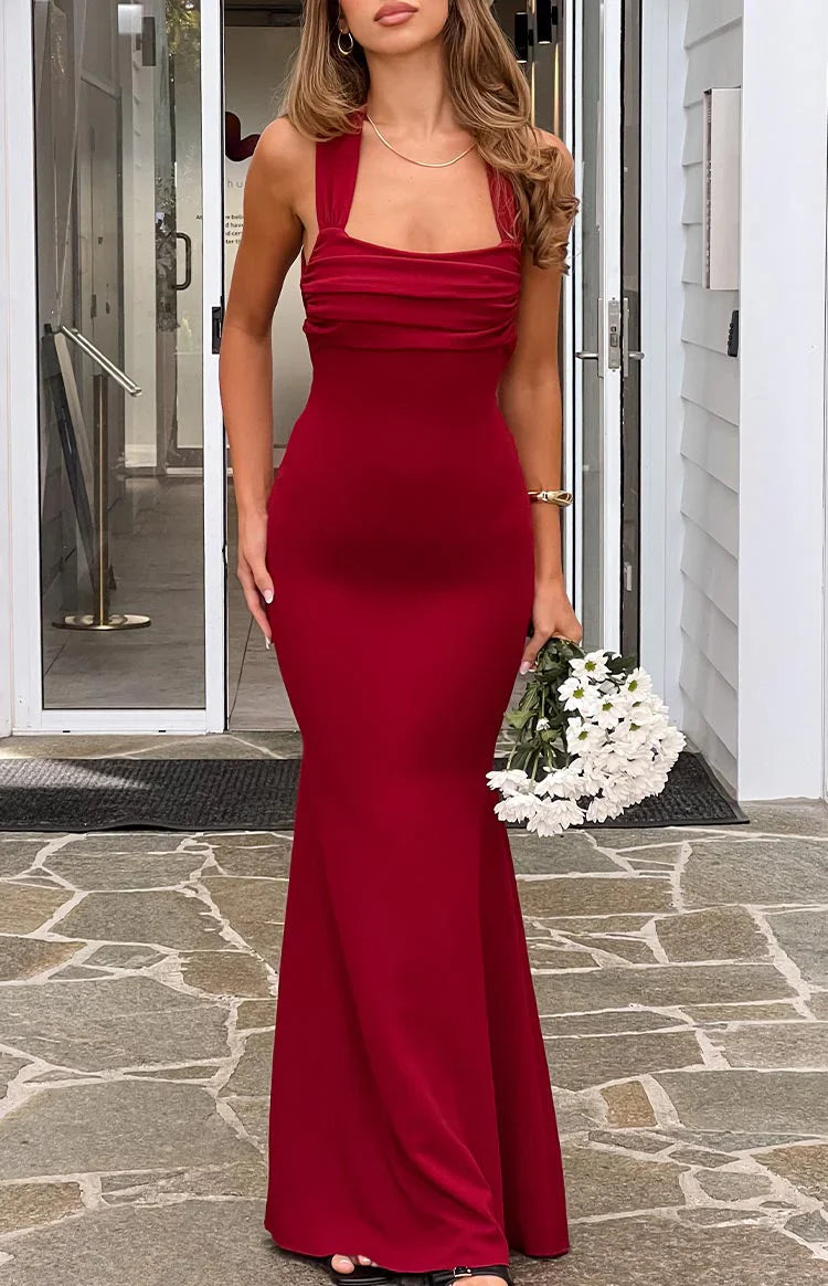Beverley Crepe Maxi Dress | Wine