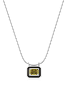 Bezel Pendant Necklace - Black - Silver | Plated Silver