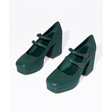 Bizzy Retro Inspired Chunky Strapped Heel | Emerald