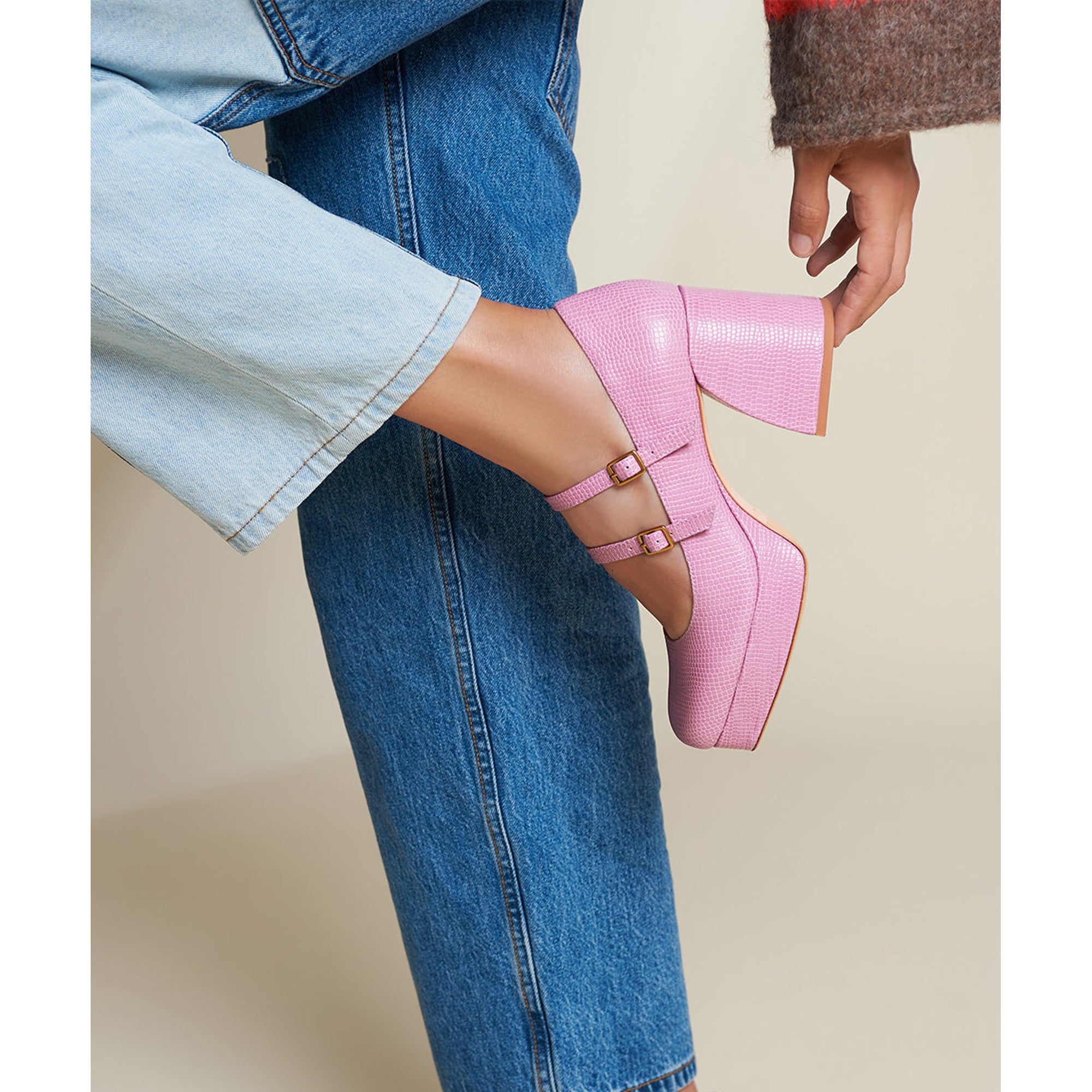 Bizzy Retro Inspired Chunky Strapped Heel | Peony