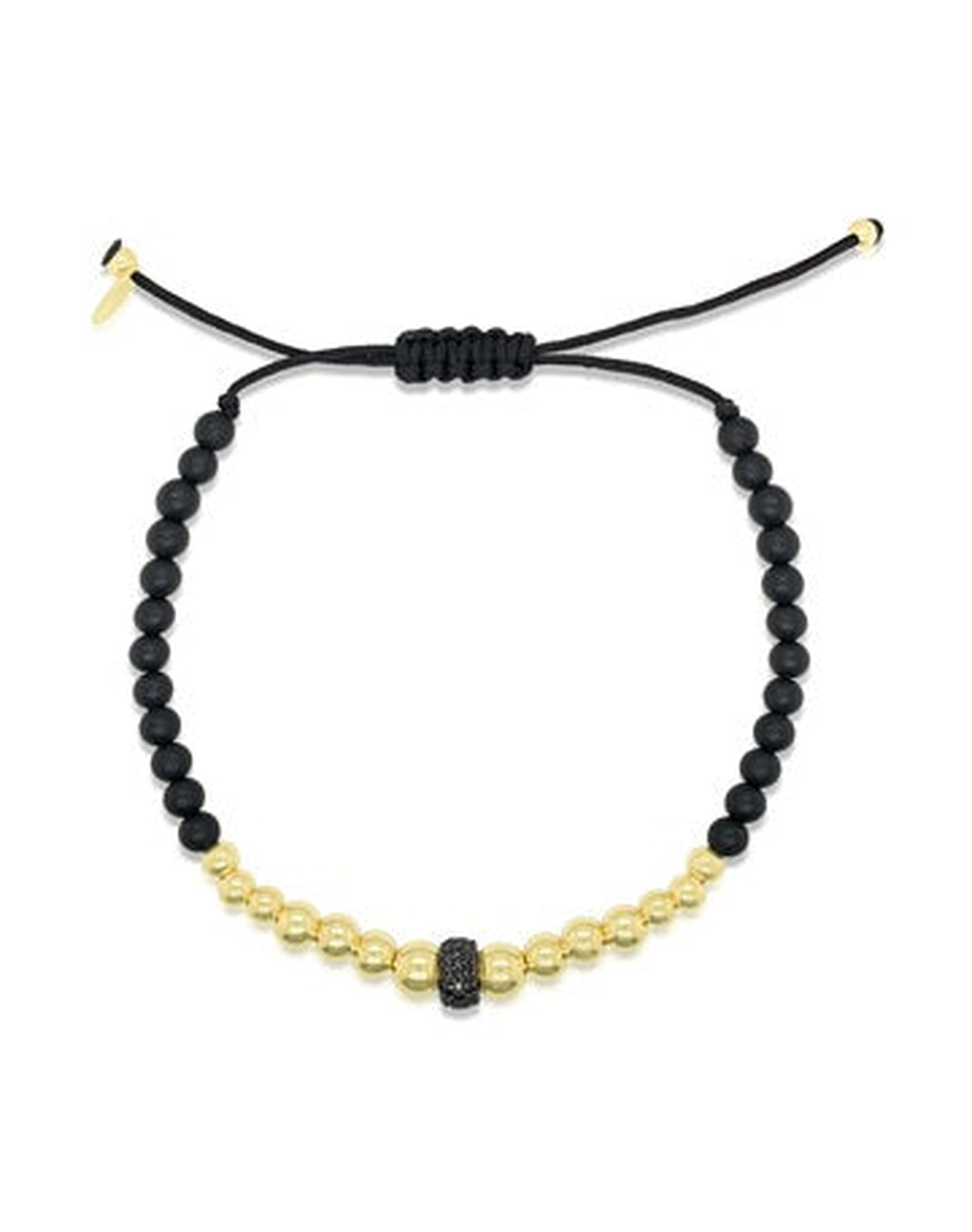 Black Diamond Beaded Paracord Bracelet | 14k Yellow Gold