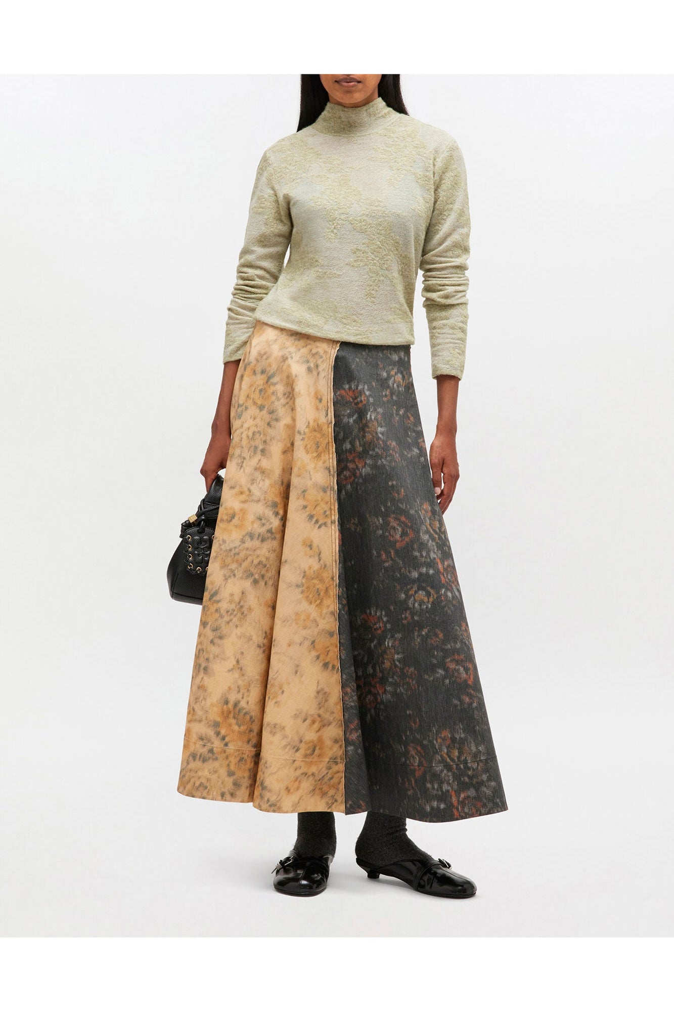 Black and Beige Circle Skirt | Multicolour