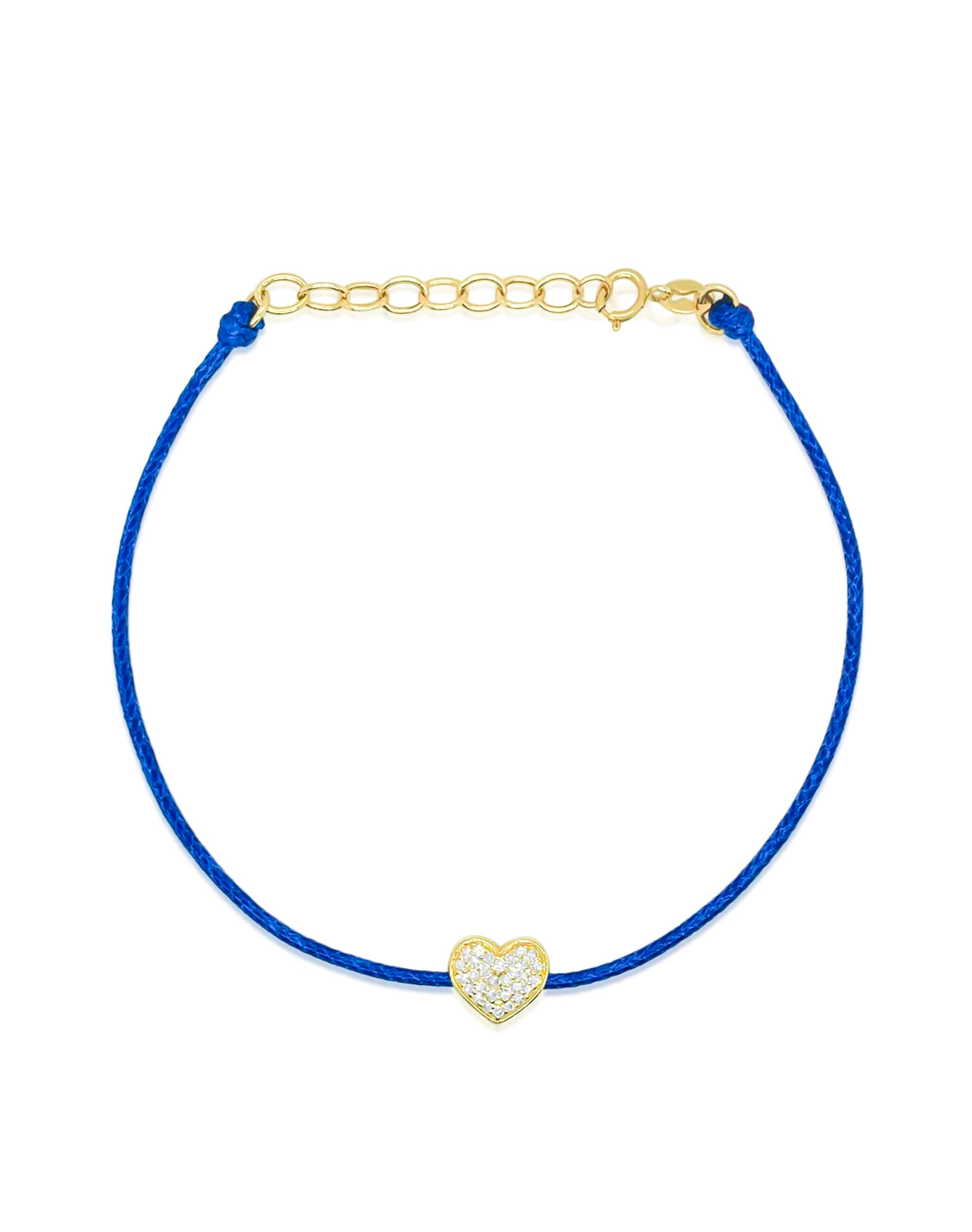 Blue Cord Diamond Heart Bracelet and Diamonds | 14kt Yellow Gold