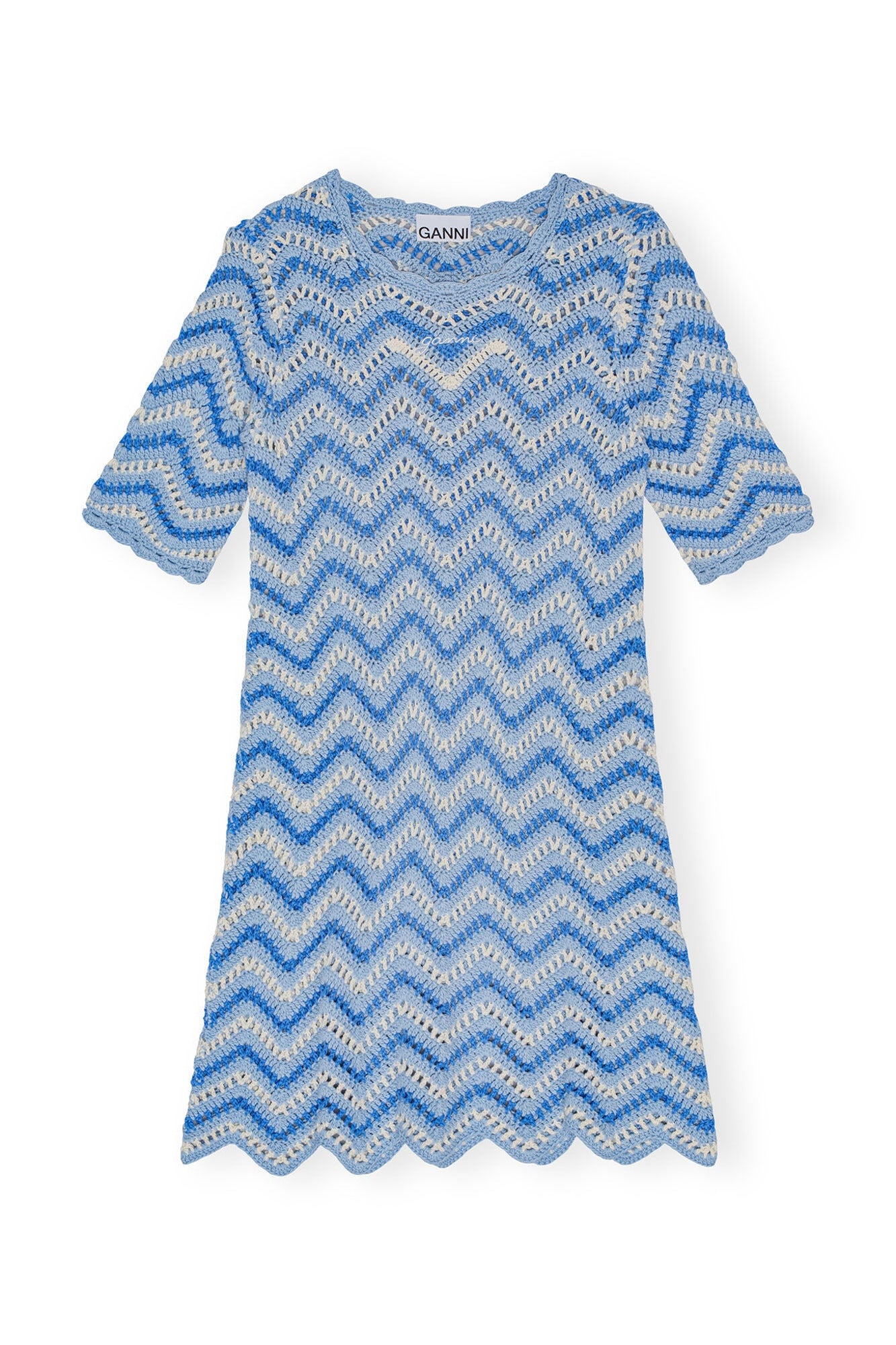 Blue Cotton Crochet Mini Dress | Heather