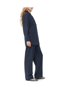 Blue Drapey Melange Blazer | Sky Captain