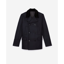 Blue Pea Coat With Velvet Collar | Men | Dark Navy