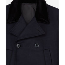 Blue Pea Coat With Velvet Collar | Men | Dark Navy