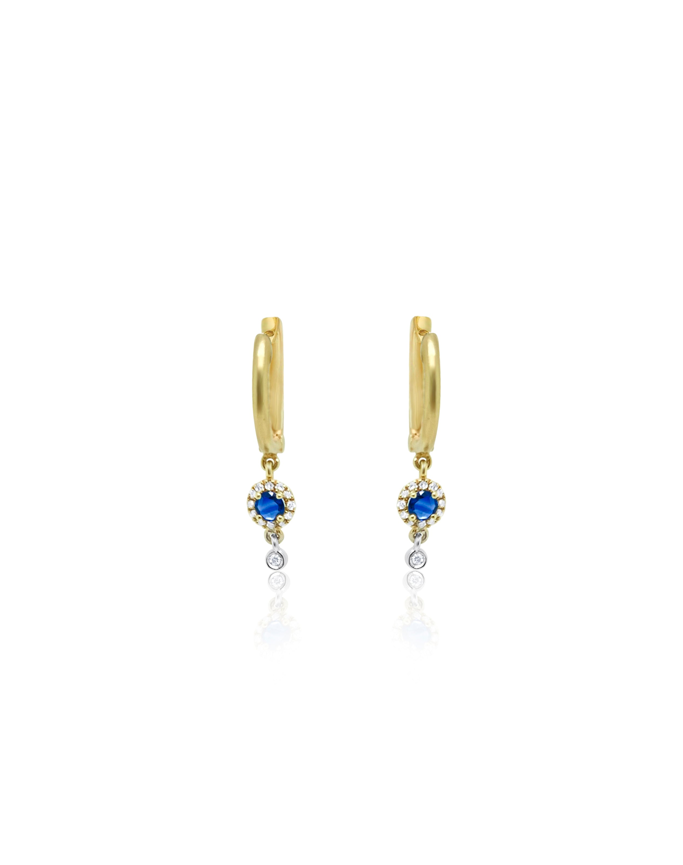Blue Sapphire Diamond Earrings | Yellow Gold