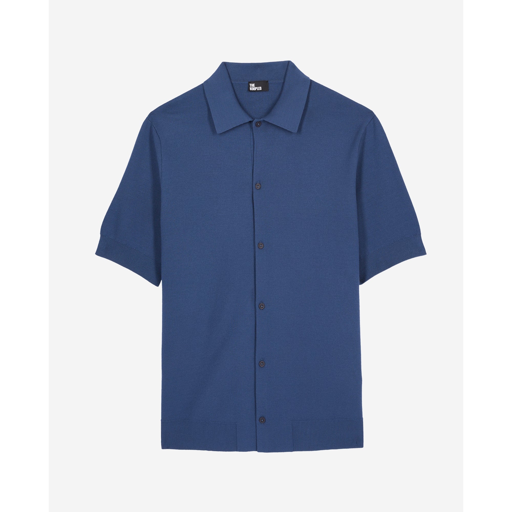 Blue Short-Sleeved Knitted Shirt | Men | Middle Navy