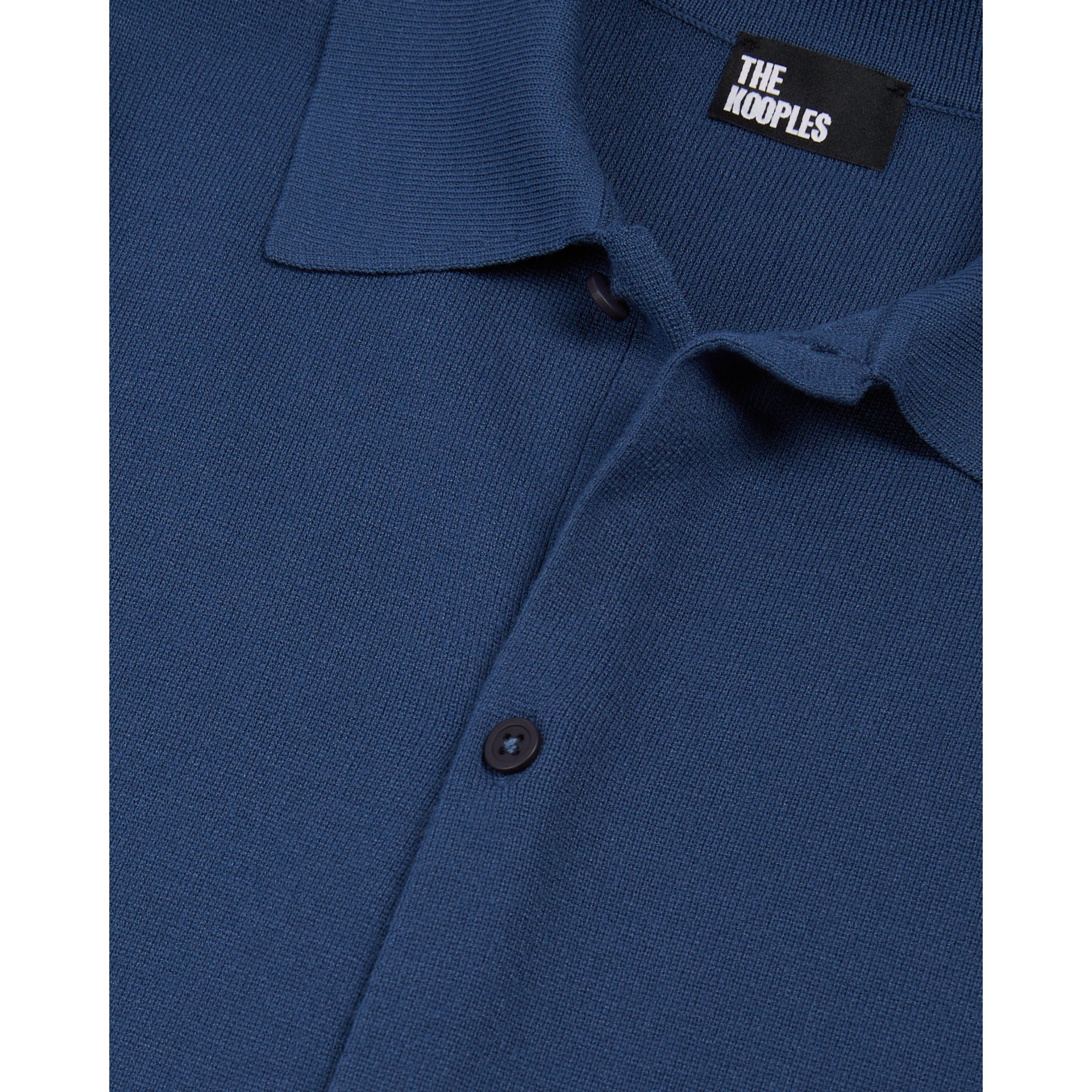 Blue Short-Sleeved Knitted Shirt | Men | Middle Navy