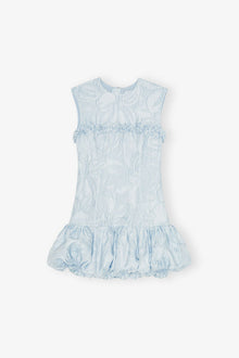 Blue Textured Cloque Corset Mini Dress | Soft Chambray