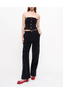 Blue Washed Corduroy Cargo Trousers | Sky Captain