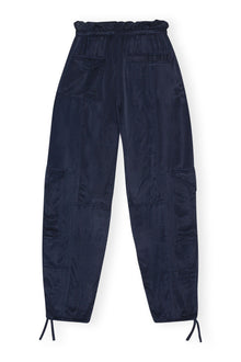 Blue Washed Satin Trousers | Sky Captain