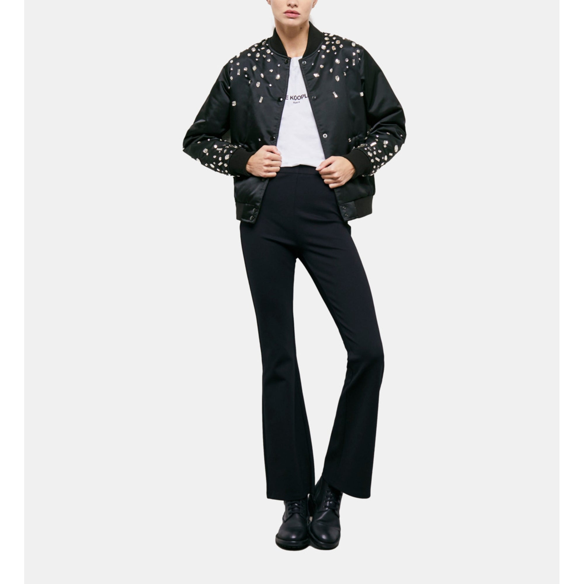 Bomber Jacket With Rhinestones | Women | Black