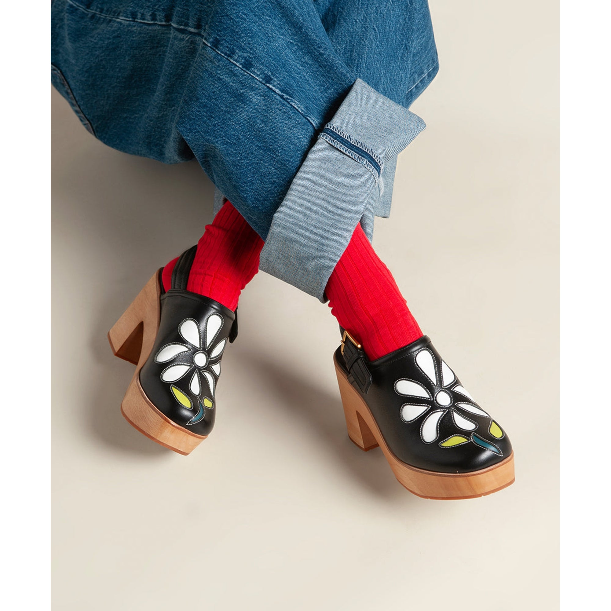 Bonnie Platform Clog | Black Floral