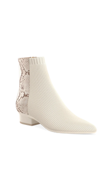 The Bootie | Ivory Snakeskin & Knit