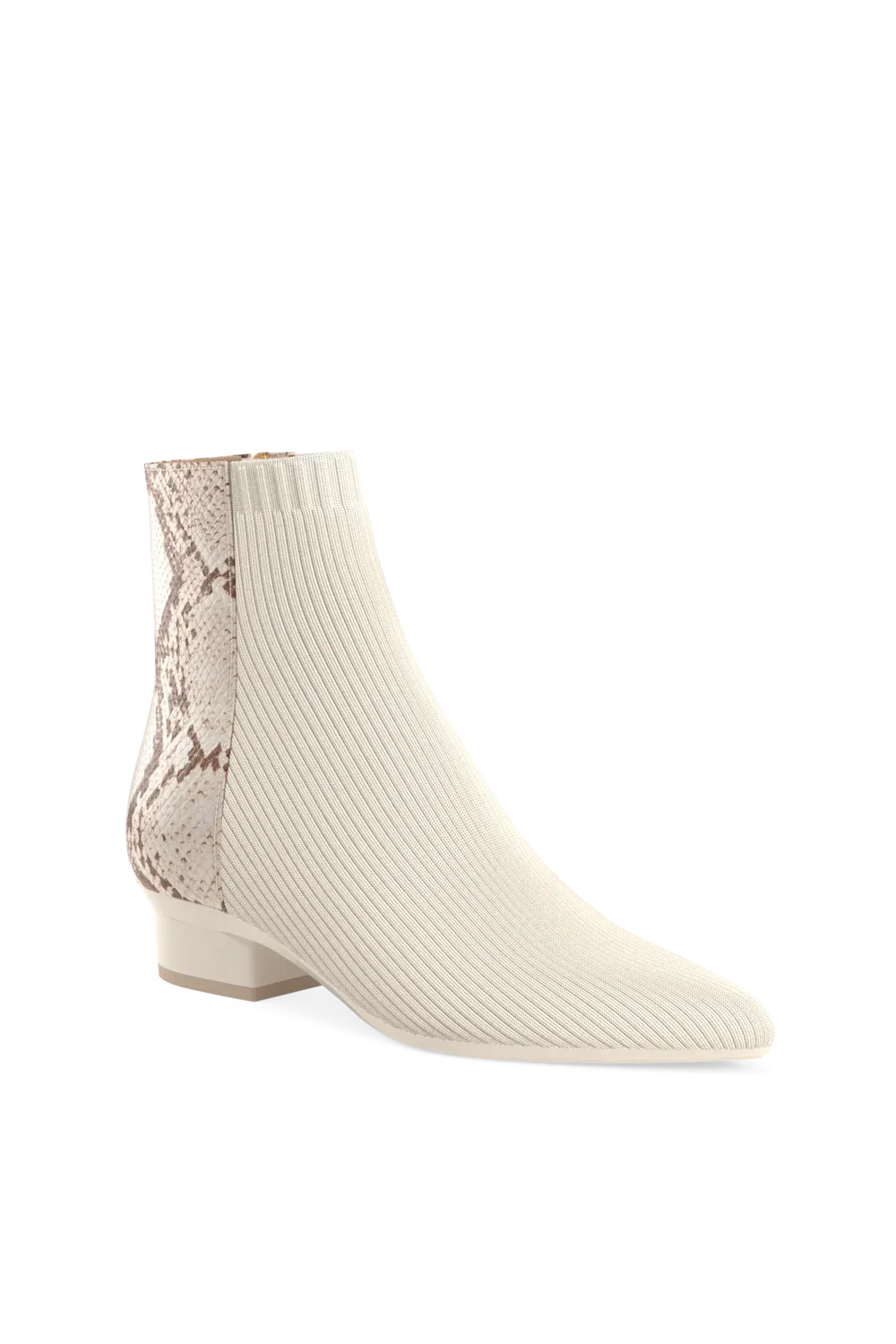 The Bootie | Ivory Snakeskin & Knit