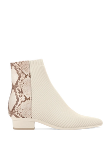 The Bootie | Ivory Snakeskin & Knit