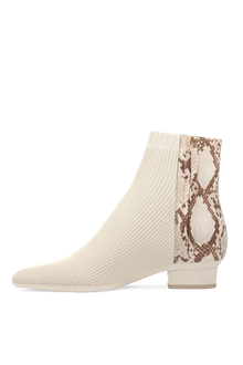 The Bootie | Ivory Snakeskin & Knit