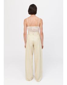 Bouquet | Leather Wide-Leg Pants | Oyster